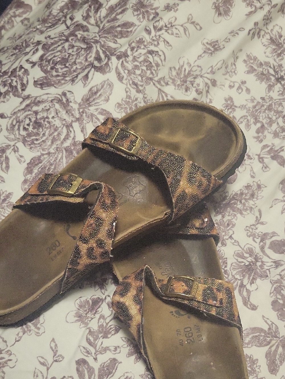 Birkenstock Leopard Print Double-Buckle Slide Sandals